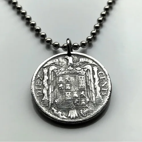 Vista 4 de 1940 España España 10 Cent moneda colgante escudo Español Madrid Barcelona Sevilla Granada Zaragoza Toledo Cádiz Tenerife Córdoba Valencia Málaga