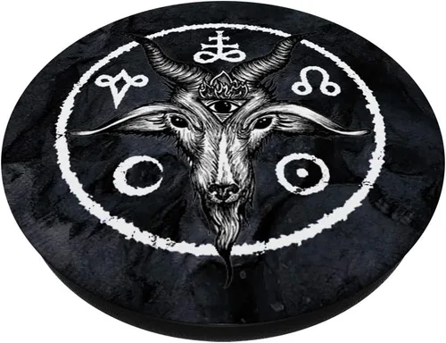 Vista 2 de Agarre de metal negro Baphomet. Satanic & occult símbolos – PopSockets Grip y soporte para teléfonos y tabletas