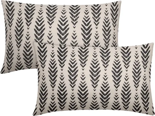 Vista 38 de Sweetshow - Juego de 2 fundas de almohada boho de 16x16 pulgadas, fundas de almohada étnicas bohemias negras con estampado geométrico de espiga