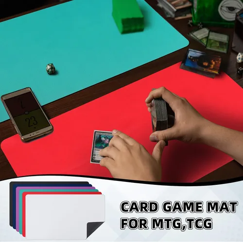 Vista 5 de Yexiya Tapete de juego de 6 piezas para TCG MTG de 24 x 14 pulgadas, tapete de goma suave para juegos de cartas, juegos de mesa (mezcla de colores)