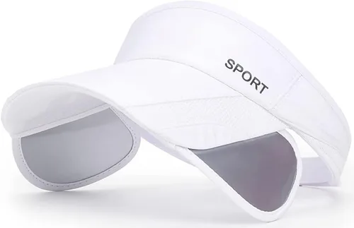Vista 3 de Sombrero con visera solar para mujeres y hombres, sombrero deportivo retráctil, sombrero de verano para golf, tenis, correr, playa, con agujero