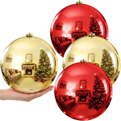Vista 10 de Zubebe 4 unidades de esferas de adornos de Navidad extra grandes de 8" (200 mm) de plástico de grado comercial gigantes sobredimensionadas