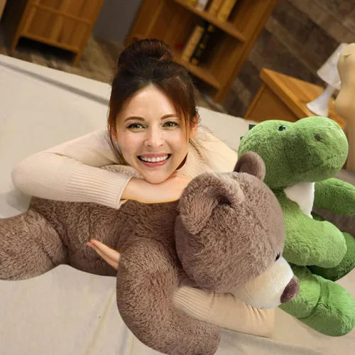 Vista 5 de Fiosnow Animales de Peluche con Peso para Adultos Oso Marrón 3.5 libras 24 pulgadas Animales de Felpa con Peso para Niños Almohada Decorativa