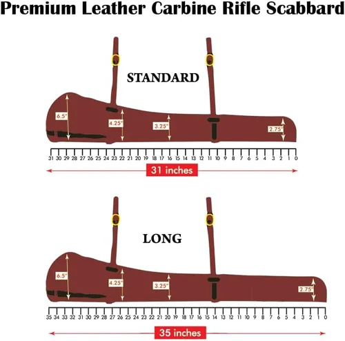 Vista 3 de Outfitters Supply Guides - Funda de rifle de carabina de cuero curtido de alta calidad para rifles de acción de palanca; vaina SBR; se fija a