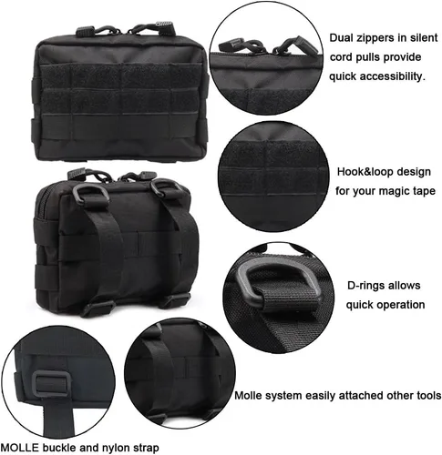 Vista 6 de MOLLE Pouches - Paquete de 2 bolsas tácticas compactas resistentes al agua para dispositivos utilitarios EDC bolsa