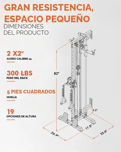 Vista 8 de Mikolo Estación de cable de montaje en pared, máquina cruzada de cables con sistema de polea doble y 19/27 posiciones ajustables para equipos
