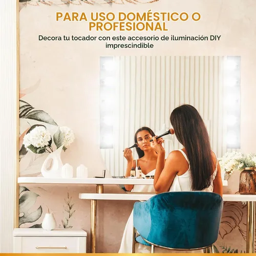 Vista 5 de Lighting Five Light Vanity Strip - Lámpara de espejo estilo Hollywood con placas cromadas, accesorios de grado de salón para dormitorio, baño Cromo