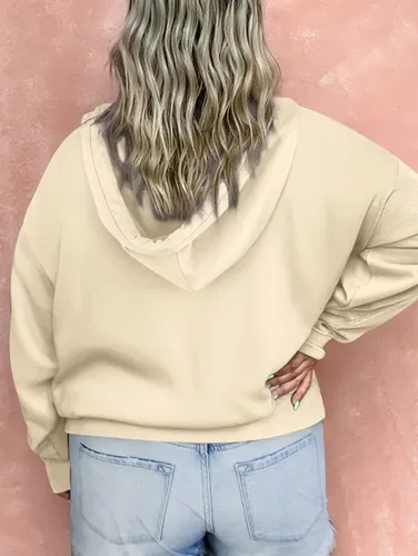 Vista 3 de Eytino Sudadera con capucha para mujer de talla grande casual de manga larga con cordón con bolsillo 1X-5X