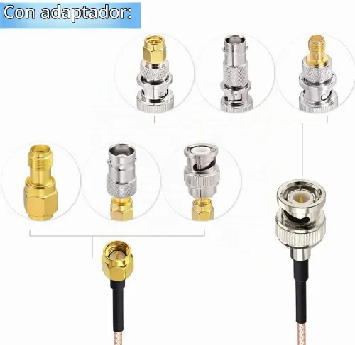 Vista 5 de Superbat Cable SMA macho a BNC macho de 6 pulgadas + 5 piezas SMA a BNC adaptador RF cable coaxial kit para aplicaciones de RF/antenas/dispositivos