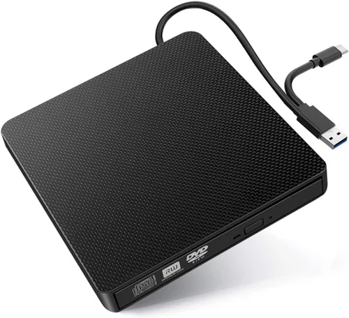Vista 8 de YMY Unidad externa de CD y DVD para portátil, USB3.0 y USB-C 2 en 1, reproductor de DVD portátil, grabadora de CD, grabador para PC de escritorio
