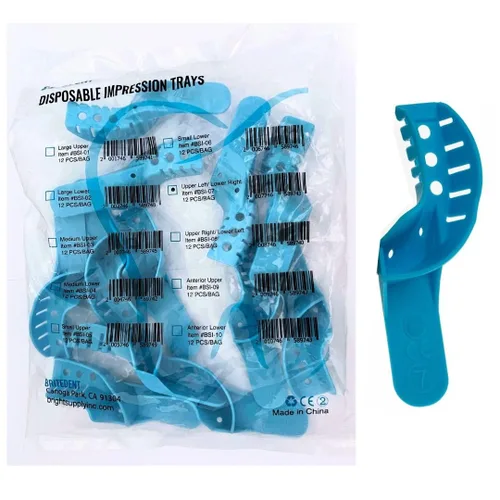 Vista 12 de Bandejas de impresión dental perforadas sin látex desechables bolsa de 12 piezas (#1 grande superior)