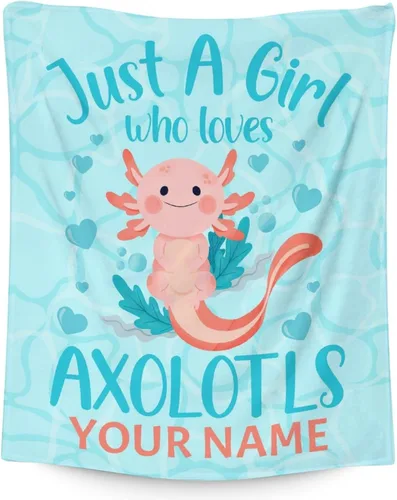 Vista 11 de Axolotl - Manta de regalo de 30 x 40 pulgadas, bonita manta para niñas, mantas suaves y peludas azules para sofá y oficina