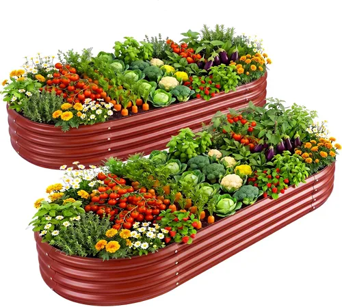 Vista 12 de Land Guard - Kit de maceta de jardín elevada de metal galvanizado, para exteriores, grande, ovalada, para vegetales