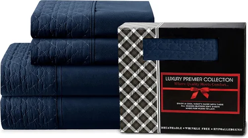Vista 10 de Elegant Comfort Lujoso juego de sábanas acolchadas de 4 piezas, caja de regalo, calidad egipcia de 1500 hilos, suave, resistente a las arrugas
