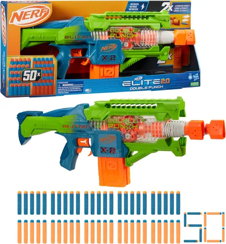 Vista 11 de Nerf Elite 2.0 - Pistola motorizada de doble perforación, 50 dardos, 2 clips de 10 dardos, a partir de 8 años
