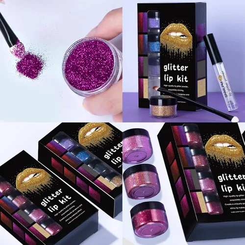 Vista 9 de LOKFAR Kit de labios con purpurina de 4 colores – Polvo de pigmento brillante de diamante y purpurina metálica brillante, resistente al agua