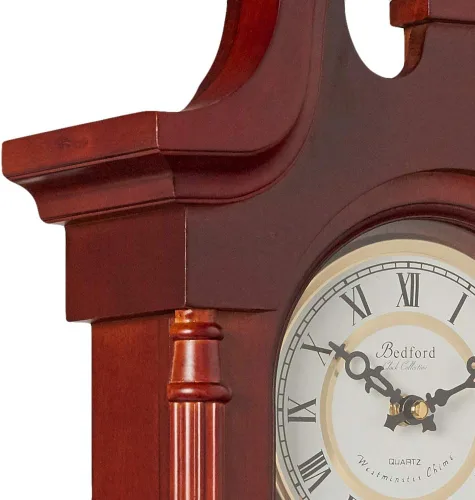 Vista 4 de Bedford Clock Collection BED-1915 - Reloj de pared colonial de caoba con acabado de roble cereza con números romanos