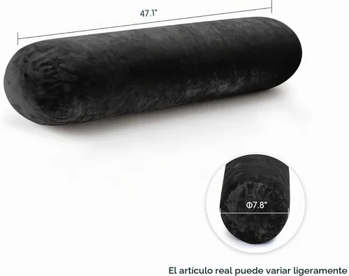 Vista 2 de SyMax Almohada corporal de 7.8 x 47 pulgadas para adultos, almohada corporal larga y redonda para adultos, almohada con funda de poliéster Negro