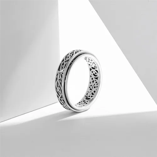 Vista 5 de YAFEINI Anillo giratorio de plata de ley para mujer, nudo celta, girasol, margarita, corazón, árbol de la vida, joyería de regalo para mujeres
