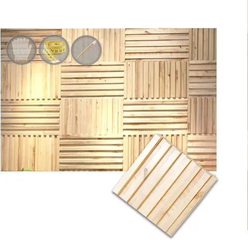 Vista 27 de 1 Panel de arte de pared de madera de Finlandia de alto grado estilo bloque estético Difusor de sonido acústico STC 27 Decoración para el hogar