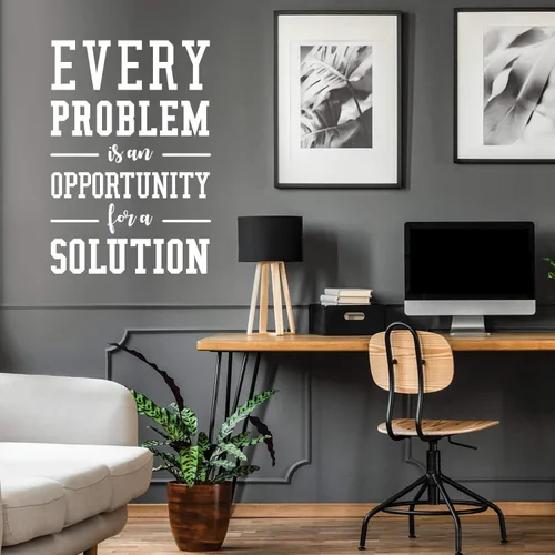 Vista 2 de Calcomanía de vinilo para pared, diseño con texto en inglés «Every Problem is an Opportunity for A Solution», 44 x 30 pulgadas, cita motivacional