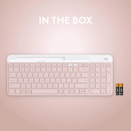 Vista 8 de Logitech K585 Teclado inalámbrico delgado multidispositivo, soporte integrado para dispositivo; para laptop, tableta, escritorio, teléfono