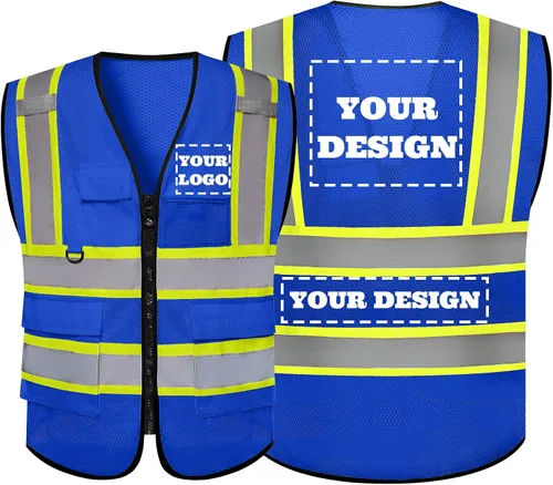 Vista 12 de Chaleco de seguridad reflectante de alta visibilidad con 5 bolsillos y cremallera clase 2 para adultos, unisex, ropa de trabajo de seguridad