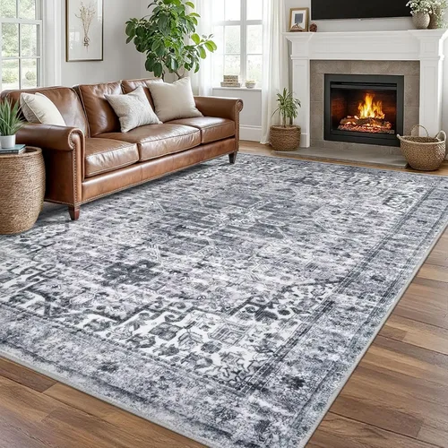Vista 24 de SIILOOM Alfombra lavable de 2 x 3 pies, alfombra suave color taupe ceniza para entrada, tapete antideslizante para puerta de interior, tapete