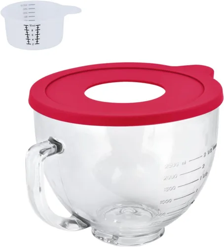 Vista 11 de Tazón de acero inoxidable compatible con mezclador Kitchenaid de 4.5/5 cuartos de galón, con tapa, cuenco inoxidable de 5 cuartos de galón