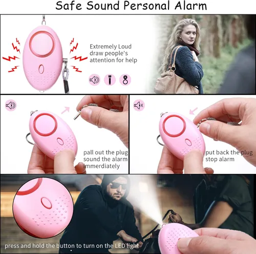 Vista 3 de QINER Juego completo de llaveros de seguridad para mujer, Rosado