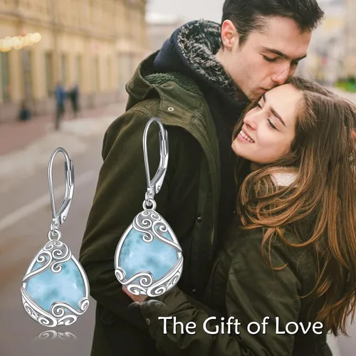 Vista 228 de Aretes colgantes con forma de lágrima de filigrana de piedra lunar de plata de ley 925 con cierre de palanca para mujer, regalos de joyería