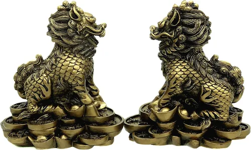 Vista 2 de Betterdecor Feng Shui Guardián Imperial Chino Chi Lin/Kylin/Qi Lin Estatua Decoración B3