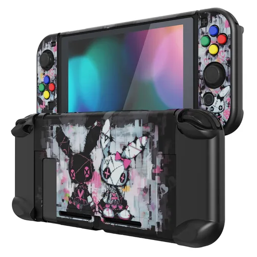 Vista 25 de eXtremeRate PlayVital Back Cover for Nintendo Switch Console, NS Joycon Controller Protector Hard Shell, Dockable Protective Case with Colorful ABXY