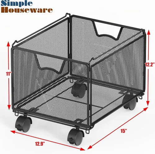 Vista 6 de Simple Houseware Carrito de archivo enrollable apilable de malla