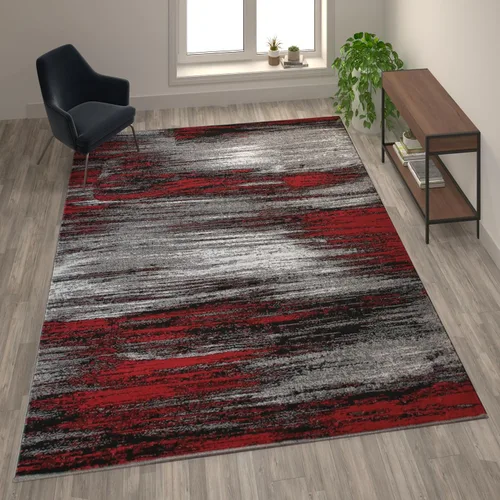 Vista 30 de Flash Furniture Rylan Collection - Alfombra contemporánea de olefinas azules, de pelo alto, 2 x 10 pies, respaldo de yute, pasillo, entrada