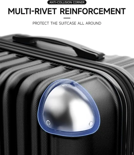 Vista 3 de SunnyTour Juego de equipaje expandible con ruedas giratorias dobles, juego de maleta dura de 3 piezas para viajes cortos y viajes largos, Negro