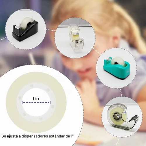 Vista 4 de OWLKELA 6 rollos de repuesto de cinta transparente, cinta transparente, cinta brillante transparente multiusos para oficina, hogar, escuela Cinta