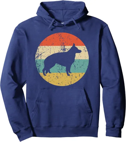 Vista 5 de Sudadera con capucha de pastor alemán, diseño retro de perro pastor alemán, Negro, S
