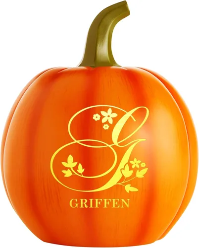 Vista 18 de Let's Make Memories - Lámpara de calabaza con nombre - Adorno de otoño - Calabaza luminosa de uso interior/exterior - Nombre e iniciales