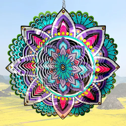 Vista 14 de Aoedelyart Molinillo de viento con mandala, oro intenso, de acero inoxidable de 12 pulgadas, para exteriores, regalo de jardín para mujeres, mamá