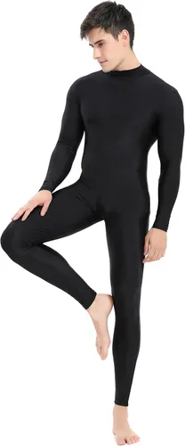 Vista 4 de speerise Body de elastano para hombre, de manga larga, unitardo, con cremallera, leotardo para baile