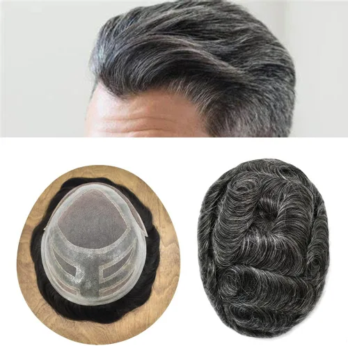 Vista 17 de Toupee For Men Hair Piece Real Human Hair Mens Hair System Fine Mono Mens Toupee Hair System For Men Hairpieces French Lace Natural Hairline8x10