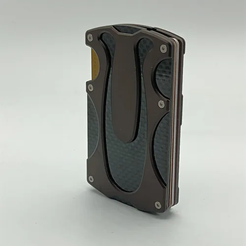 Vista 3 de HIGO FASHION Cartera táctica delgada para hombre, bloqueo RFID, minimalista, tarjetero con clip de aluminio para dinero, carteras de fibra