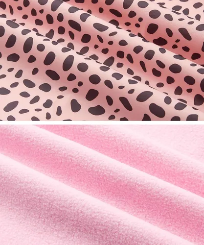 Vista 6 de M2C - Chaqueta ligera impermeable para exteriores con capucha para niñas, forro polar con estampado floral Perla de guepardo