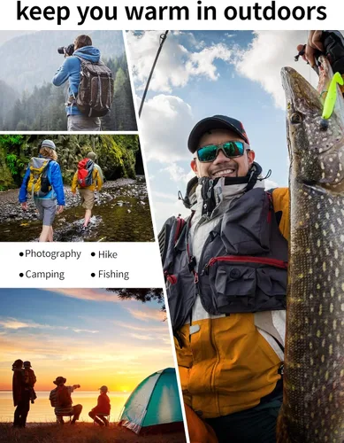 Vista 4 de Gihuo Chaleco de forro polar con forro de sherpa para hombre, chaleco de pesca de invierno para viajes