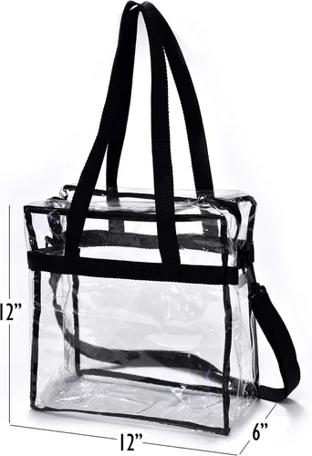 Vista 2 de Bolsa transparente aprobada por el estadio, asas, correa para el hombro, cierre de cremallera.