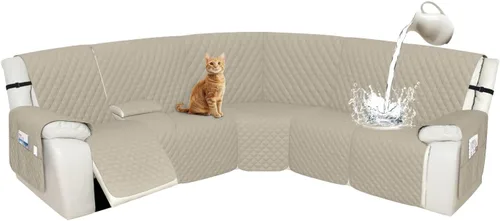 Vista 71 de Arfntevss Fundas de sofá modular reclinable, 100% impermeable, en forma de L, para sillón reclinable en forma de L, funda seccional lavable