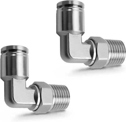 Vista 8 de Paquete de 2 codos neumáticos macho de acero inoxidable 304 de 1/2 pulgada de diámetro exterior x 1/2 pulgada NPT rosca para conectar accesorios