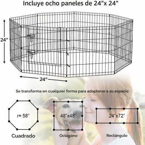 Vista 7 de Artmeer Corralito para perros de 24 pulgadas de alto, 8 paneles a prueba