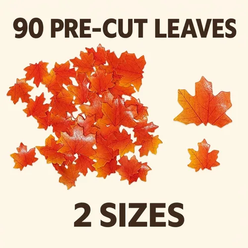 Vista 3 de 90 piezas de papel comestible de hoja de arce de otoño Hojas de otoño de oro 90(1)
